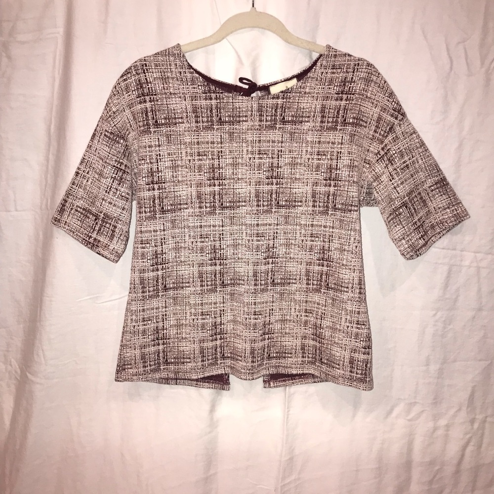NWT Anthropologie Maroon and White Shirt